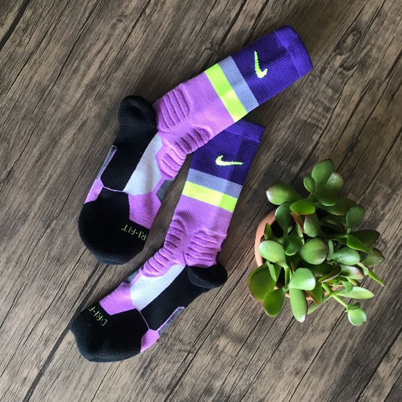 Purple and yellow nike elite socks Clearance